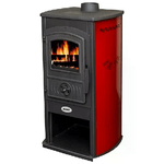 VIGOR-BLINKY Vigor Blinky Stufa Acciaio-Ghisa Stoccolma Porta Vetro Rosso
