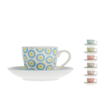 Crazystock Selected 6 Tazzine Moka/caffe' New Bone China Fiori 85 Con piatto Crazystock Selection