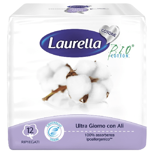 Laurella Cotone Bio Ultra Ali Giorno Assorbenti 12 Pezzi