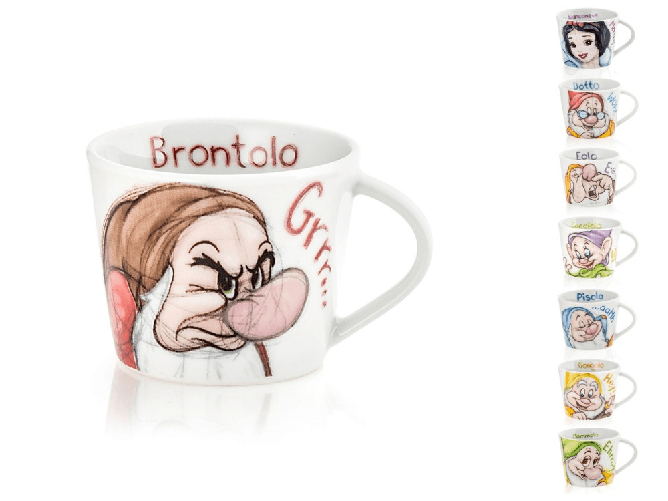 Home 12x Tazze Caffè Fantasia Sette Nani Sketch Disney, Cc100, Rombo