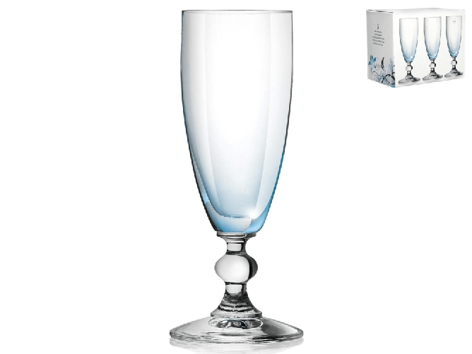 H&h 6x Calici In Vetro Splendor Cielo Flute Cl17,5, Azzurro