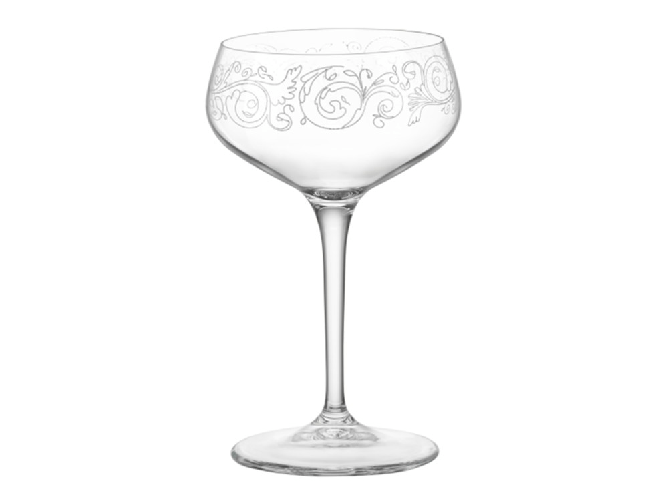 Bormioli Rocco 6x Calici In Vetro Trasparente Con Decoro Liberty Per Cocktail Cl25