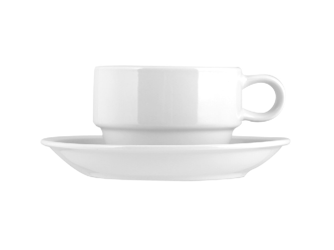 H Verde Hotelware 6x Tazze Caffè Ariston In Porcellana Con Piatti Cc80, Bianco