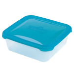 Heidrun 12x Contenitore Quadro Polar In Polipropilene Trasparente Con Tappi Azzurro Lt 1,7