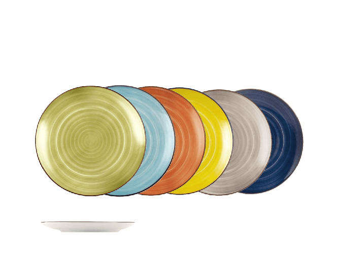 H&h 12x Piatti Frutta In Stoneware Caribe, Assortiti, 20Cm
