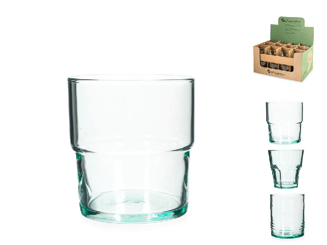 Pasabahce 24x Bicchieri In Vetro Riciclato Trasparente, Forme Assortite, 24Cl