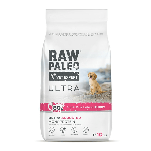 VETEXPERT mangime VETEXPERT RAW PALEO Ultra Pork Medium &amp; Large Puppy Maiale 10 kg