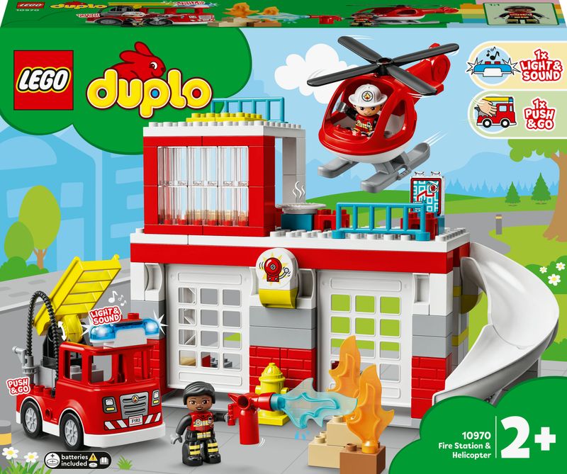 LEGO-DUPLO-10970-Caserma-Dei-Pompieri-ed-Elicottero-Giochi-Creativi-ed-Educativi-per-Bambini-di-2--Anni-Camion-Giocattolo