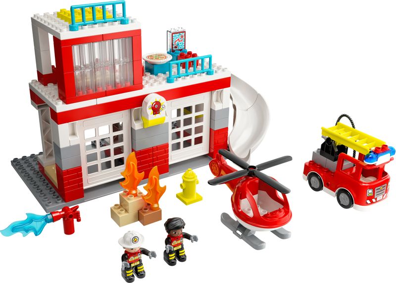 LEGO-DUPLO-10970-Caserma-Dei-Pompieri-ed-Elicottero-Giochi-Creativi-ed-Educativi-per-Bambini-di-2--Anni-Camion-Giocattolo