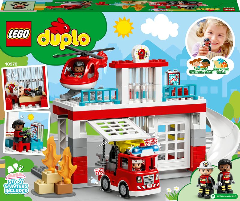 LEGO-DUPLO-10970-Caserma-Dei-Pompieri-ed-Elicottero-Giochi-Creativi-ed-Educativi-per-Bambini-di-2--Anni-Camion-Giocattolo