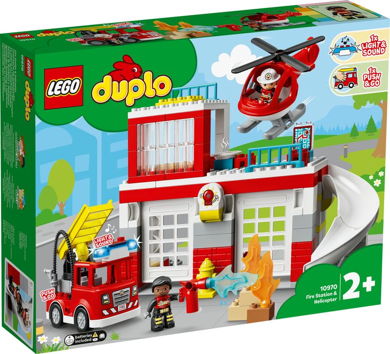 LEGO-DUPLO-10970-Caserma-Dei-Pompieri-ed-Elicottero-Giochi-Creativi-ed-Educativi-per-Bambini-di-2--Anni-Camion-Giocattolo