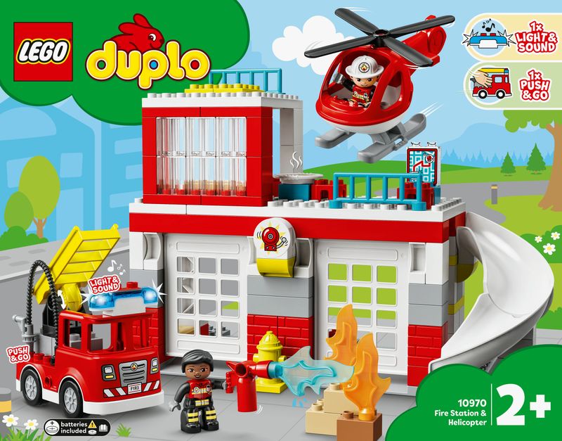 LEGO-DUPLO-10970-Caserma-Dei-Pompieri-ed-Elicottero-Giochi-Creativi-ed-Educativi-per-Bambini-di-2--Anni-Camion-Giocattolo