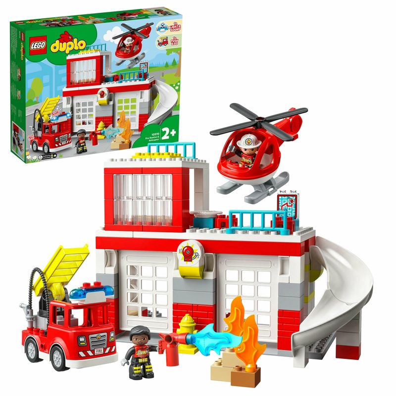 LEGO-DUPLO-10970-Caserma-Dei-Pompieri-ed-Elicottero-Giochi-Creativi-ed-Educativi-per-Bambini-di-2--Anni-Camion-Giocattolo