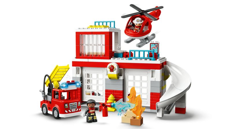 LEGO-DUPLO-10970-Caserma-Dei-Pompieri-ed-Elicottero-Giochi-Creativi-ed-Educativi-per-Bambini-di-2--Anni-Camion-Giocattolo