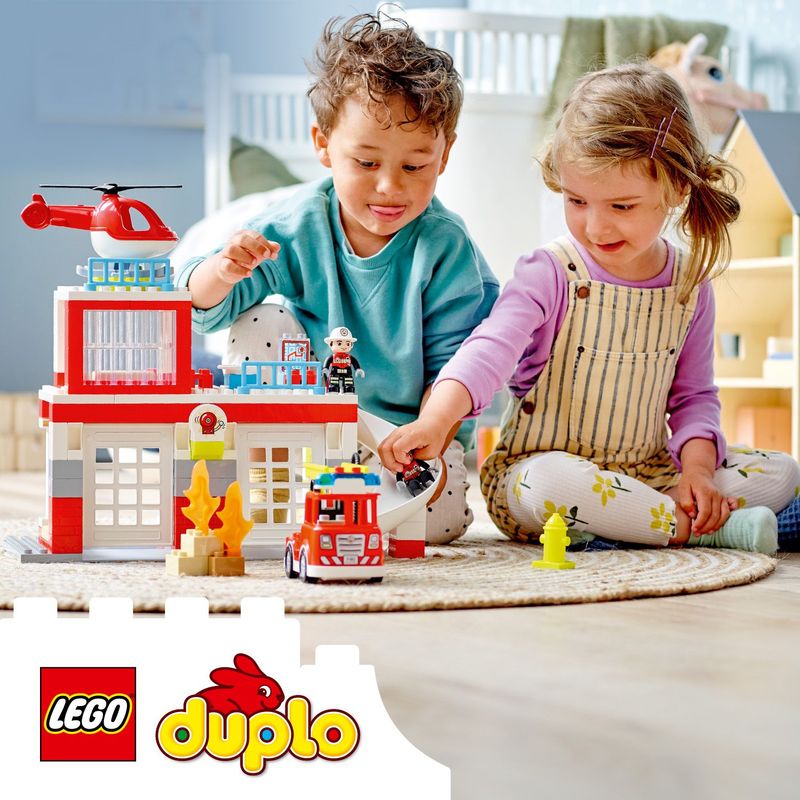 LEGO-DUPLO-10970-Caserma-Dei-Pompieri-ed-Elicottero-Giochi-Creativi-ed-Educativi-per-Bambini-di-2--Anni-Camion-Giocattolo