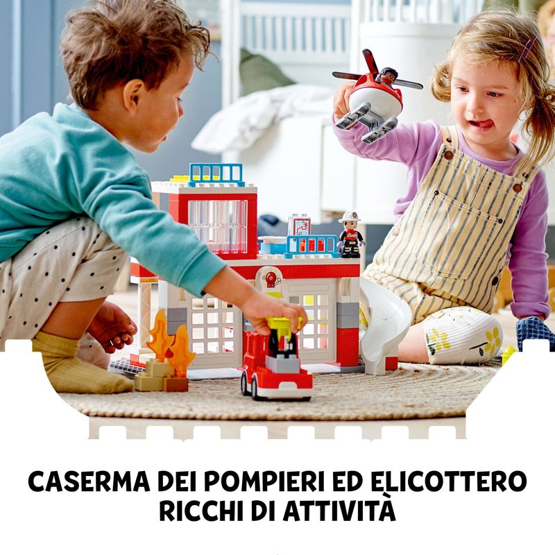 LEGO-DUPLO-10970-Caserma-Dei-Pompieri-ed-Elicottero-Giochi-Creativi-ed-Educativi-per-Bambini-di-2--Anni-Camion-Giocattolo