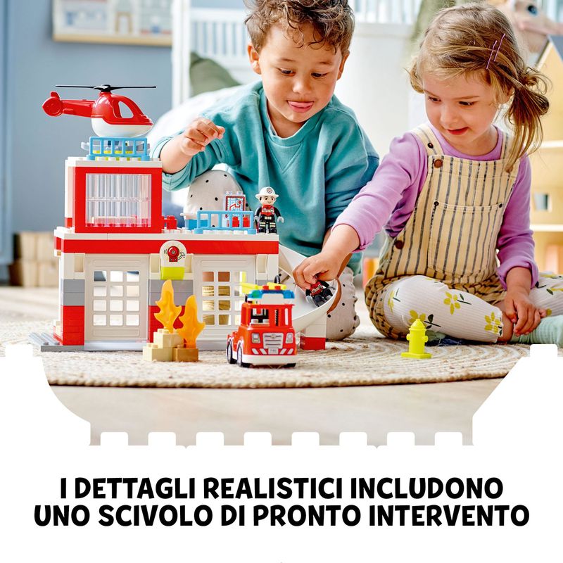 LEGO-DUPLO-10970-Caserma-Dei-Pompieri-ed-Elicottero-Giochi-Creativi-ed-Educativi-per-Bambini-di-2--Anni-Camion-Giocattolo