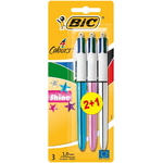 BIC 4 Colours Shine Nero, Blu, Rosso, Verde Medio 3 pz