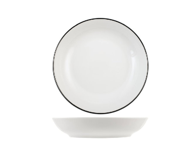 Royal Norfolk 12x Royal Norfolk Piatto fondo Filo nero in porcellana cm 21