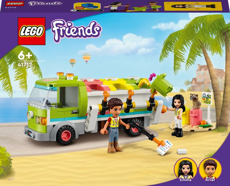 LEGO-Friends-41712-Camion-Riciclaggio-Rifiuti-Mini-Bambolina-Emma-Nettezza-Urbana-Giocattolo-Giochi-per-Bambini-dai-6-Anni