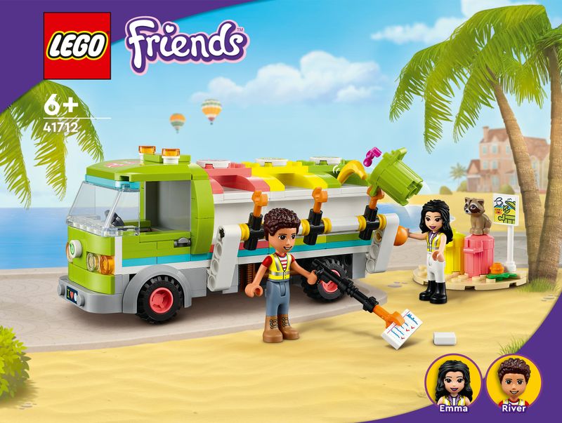 LEGO-Friends-41712-Camion-Riciclaggio-Rifiuti-Mini-Bambolina-Emma-Nettezza-Urbana-Giocattolo-Giochi-per-Bambini-dai-6-Anni