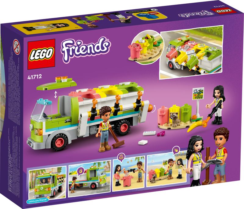 LEGO-Friends-41712-Camion-Riciclaggio-Rifiuti-Mini-Bambolina-Emma-Nettezza-Urbana-Giocattolo-Giochi-per-Bambini-dai-6-Anni