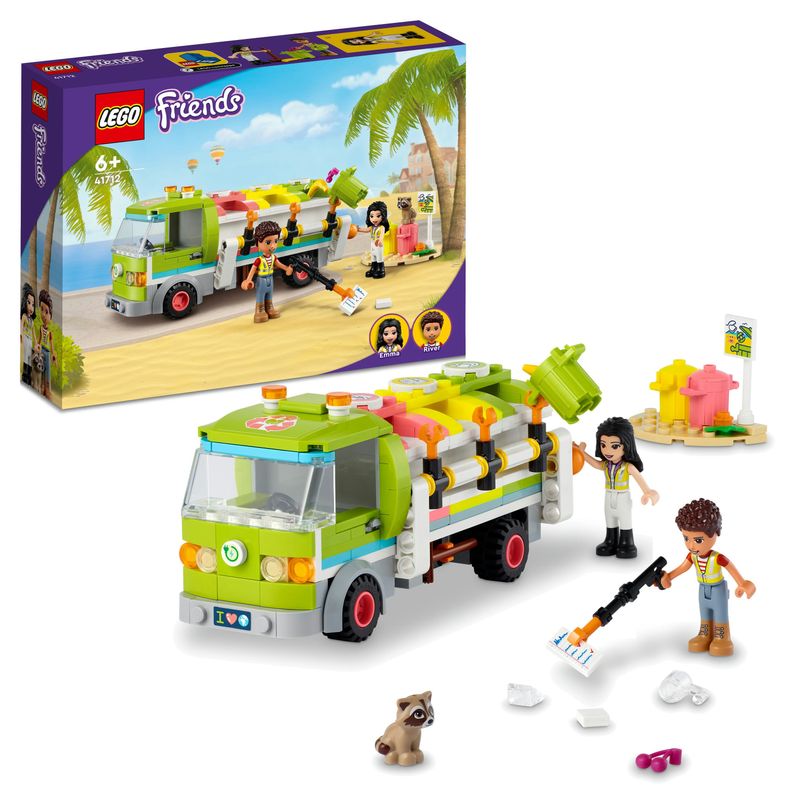 LEGO-Friends-41712-Camion-Riciclaggio-Rifiuti-Mini-Bambolina-Emma-Nettezza-Urbana-Giocattolo-Giochi-per-Bambini-dai-6-Anni