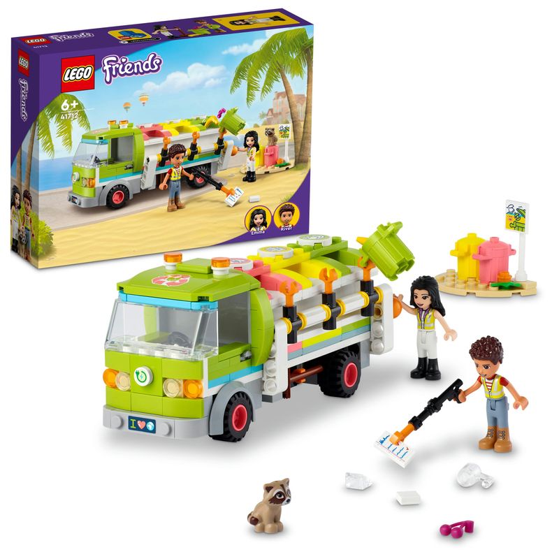 LEGO-Friends-41712-Camion-Riciclaggio-Rifiuti-Mini-Bambolina-Emma-Nettezza-Urbana-Giocattolo-Giochi-per-Bambini-dai-6-Anni