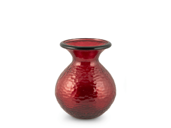 H&h H&amp;H Vaso bugnato in vetro riciclato rosso cm. 24,5