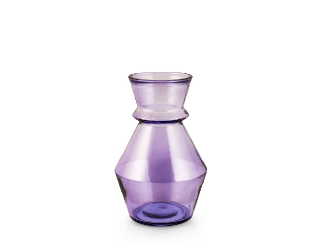 H&h H&amp;H Vaso geometrico in vetro riciclato lilla cm. 25