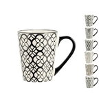 H&h 6x Mug H&amp;H Vhera In Stoneware Assortiti Bianco Nero Cc350