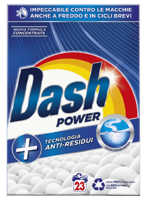 Dash Power Lavatrice Polvere 23 Misurini Scatola Anti-Residu