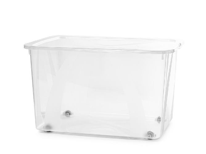 Rotho Box Lona In Polipropilene Trasparente Con Coperchio E Ruote. Cm 58 X 33,5 X 39.