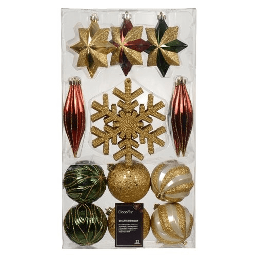 Kaemingk Palline albero Kaemingk 021127 Mixbox sfere e soggetti Red gold