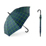 Royal Norfolk Ombrello in tessuto idrorepellente, antivento tartan verde, manico in similpelle cm 112