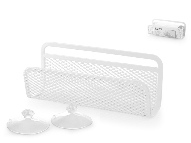 H&h H&amp;H Porta spugne con ventosa in rete di ferro bianco cm 17x5x7.