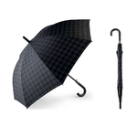 Royal Norfolk Ombrello in tessuto idrorepellente, antivento tartan blu, manico in similpelle cm 112