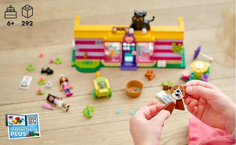 LEGO-Friends-41699-Il-Caffe--di-Adozione-dei-Cuccioli-Parco-Giochi-Animali-Giocattolo-per-Bambini-dai-6-Anni-in-su