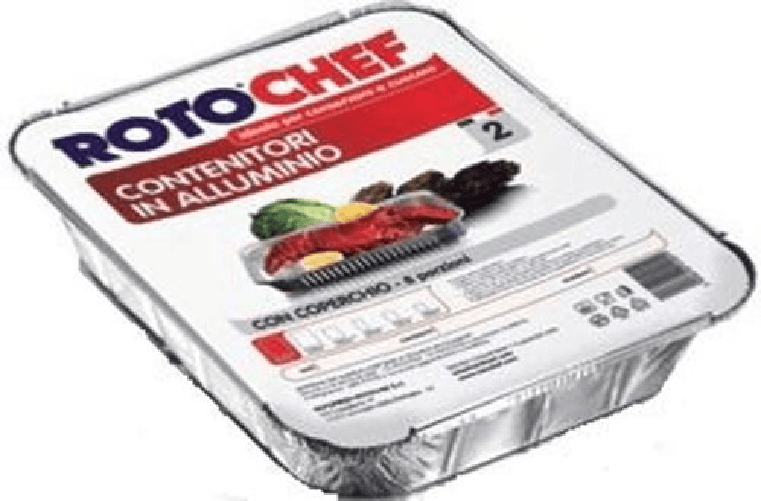 Rotochef 12x Bundle Rotofresh Vaschetta Alluminio Coperchio 8 Porzione 2Pz