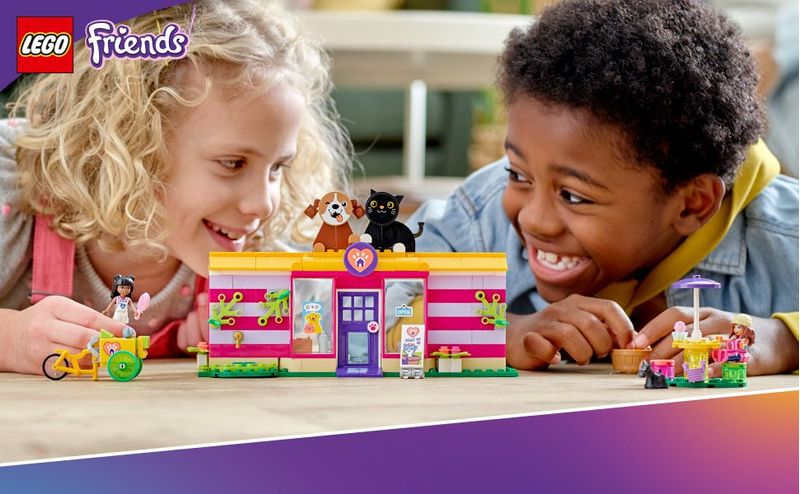 LEGO-Friends-41699-Il-Caffe--di-Adozione-dei-Cuccioli-Parco-Giochi-Animali-Giocattolo-per-Bambini-dai-6-Anni-in-su