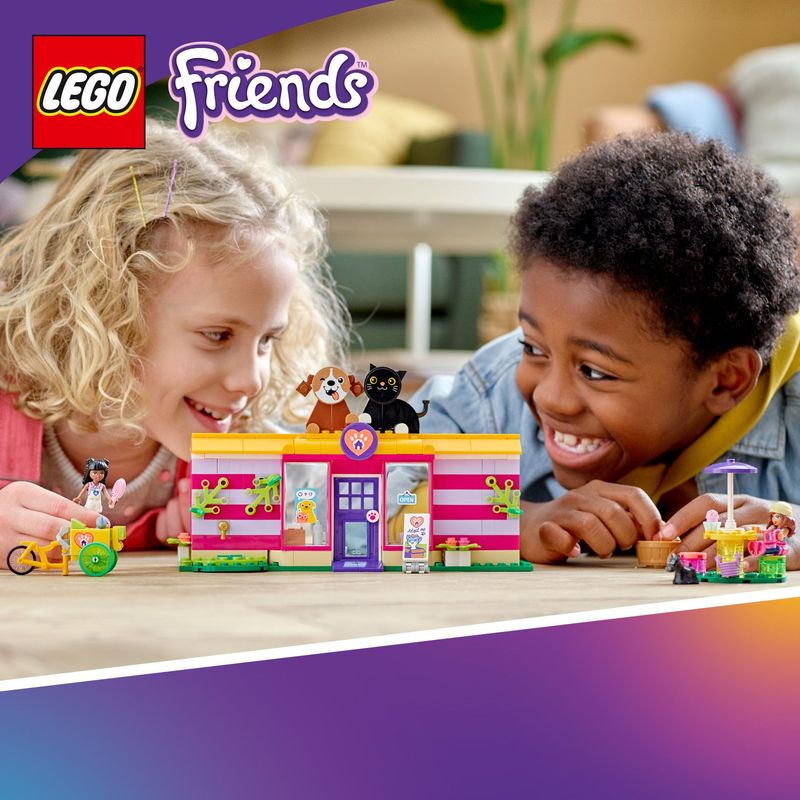 LEGO-Friends-41699-Il-Caffe--di-Adozione-dei-Cuccioli-Parco-Giochi-Animali-Giocattolo-per-Bambini-dai-6-Anni-in-su