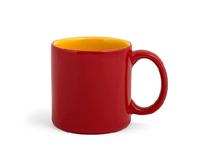 H&h 12x Tazze H&amp;H in ceramica rosso e giallo con capacità di cl 36