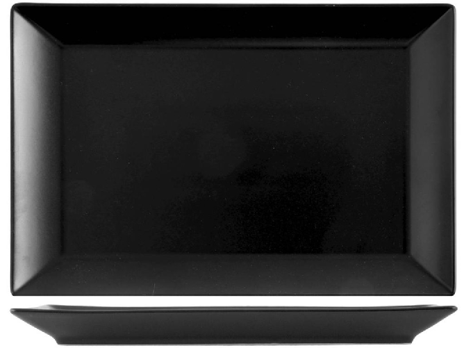 H&h 6 Piatti Stoneware Osaka Nero Rettangolare 34x22 Cm H&amp;H