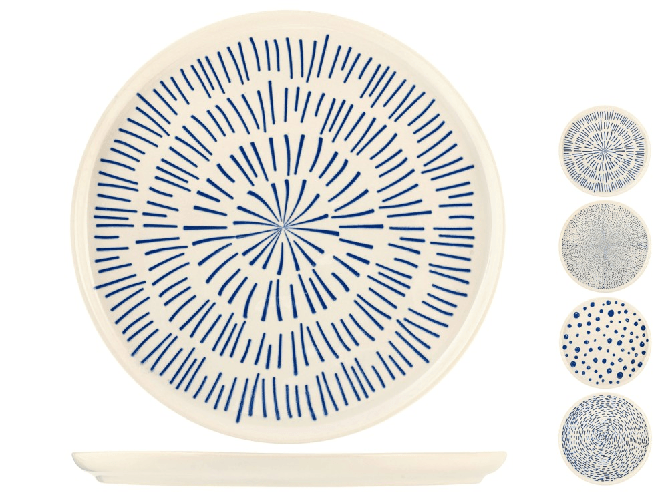 H&h 12x Piatti H&amp;H piani Atlas In Stoneware Assortito Cm 28