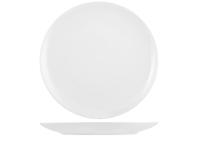 H&h 12x Piatti piani H&amp;H Coupe New Bone China Bianco 27Cm