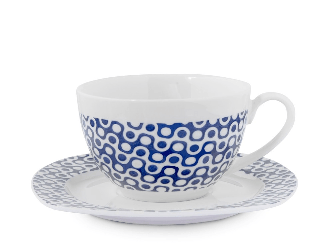 H&h 6x Tazze Tè H&amp;H Fuij New Bone China Bianco Con Piatti Cc220