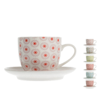 Crazystock Selected 6 Tazze Caffe'/te' New Bone China Fiori 185 Con piatto Crazystock Selection