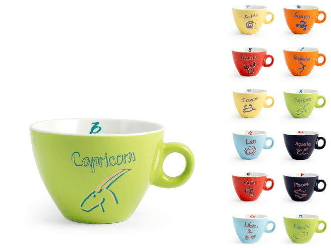 Home 12x Tazze Da Caffè Home Zodiaco Colori Assortiti 100Cl Made In Italy