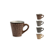 H&h 6x Tazze Caffè H&amp;H Ethnic In Stoneware Marrone Disegni Assortiti Cc100