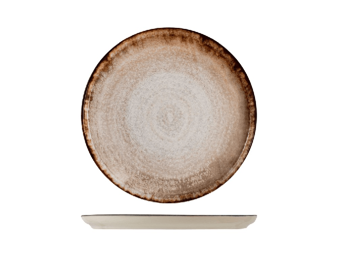 H&h 12x H&amp;H Piatti piani Artisanal in stoneware decorato bordo rosso mattone cm 27.